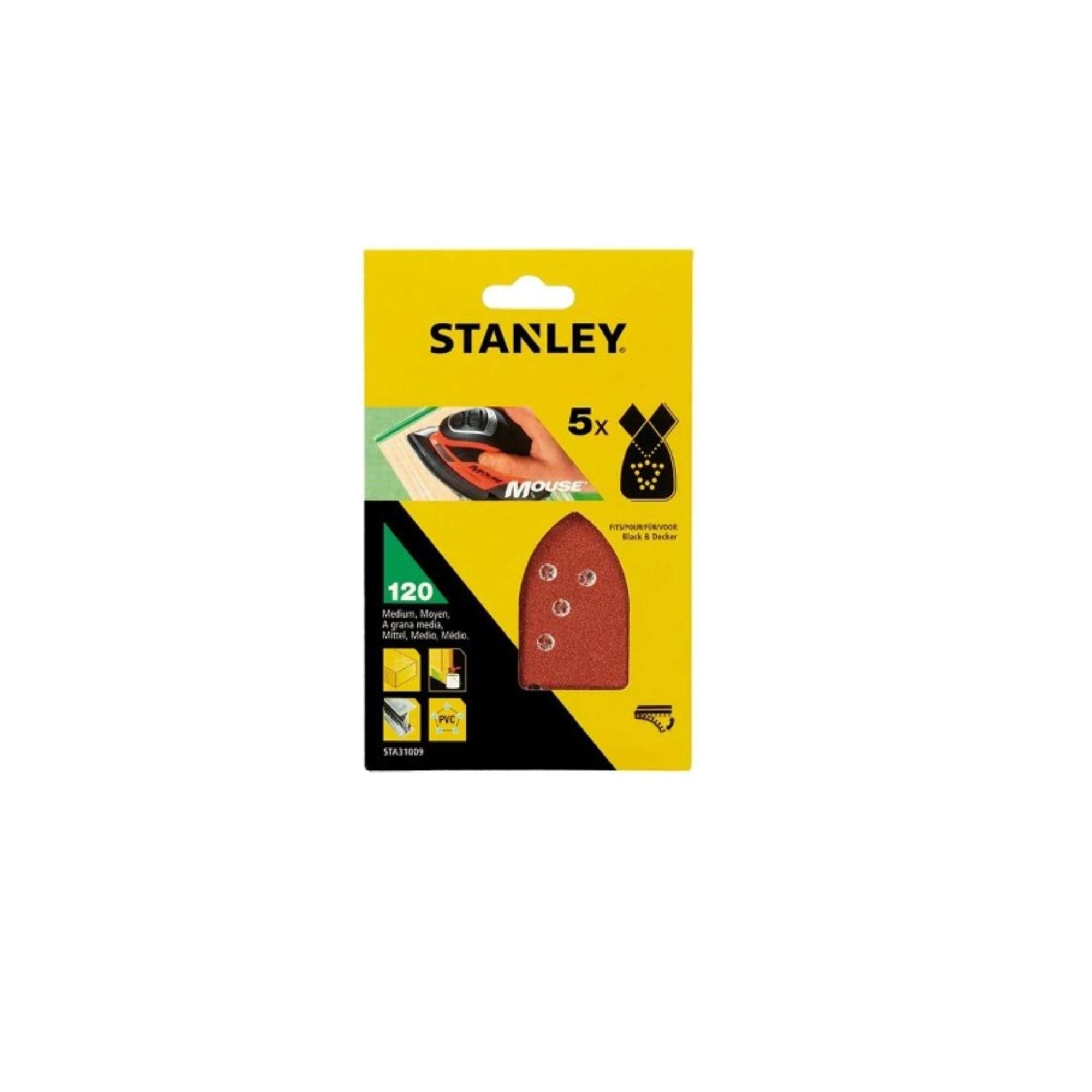 Set 5 Sheets for Mouse Grit 120 - Stanley STA31009XJ