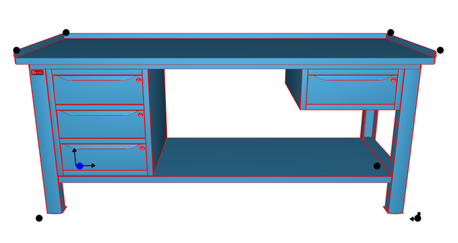 WORKSHOP WORKBENCH STEEL TOP 2007 x 705 x 855 H - WARDROBE 3 DRAWERS + WARDROBE 1 DRAWER - FAMI - BLUE