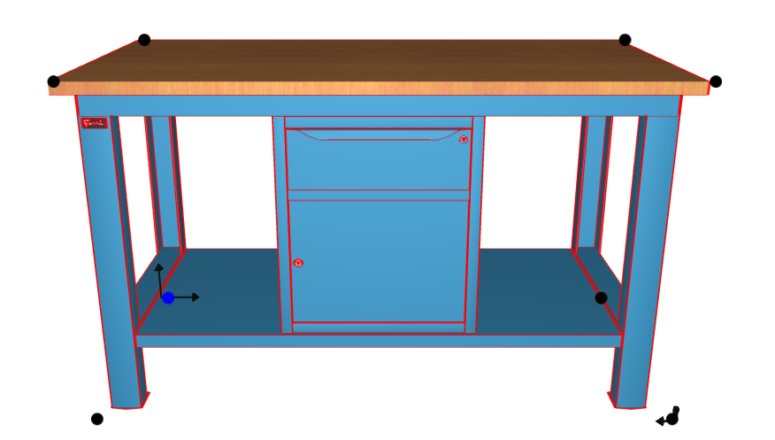 WORKSHOP WORKBENCH WOODEN TOP 1500 X 750 X 880 H - CABINET 1 DRAWER 1 DOOR - FAMI - BLUE