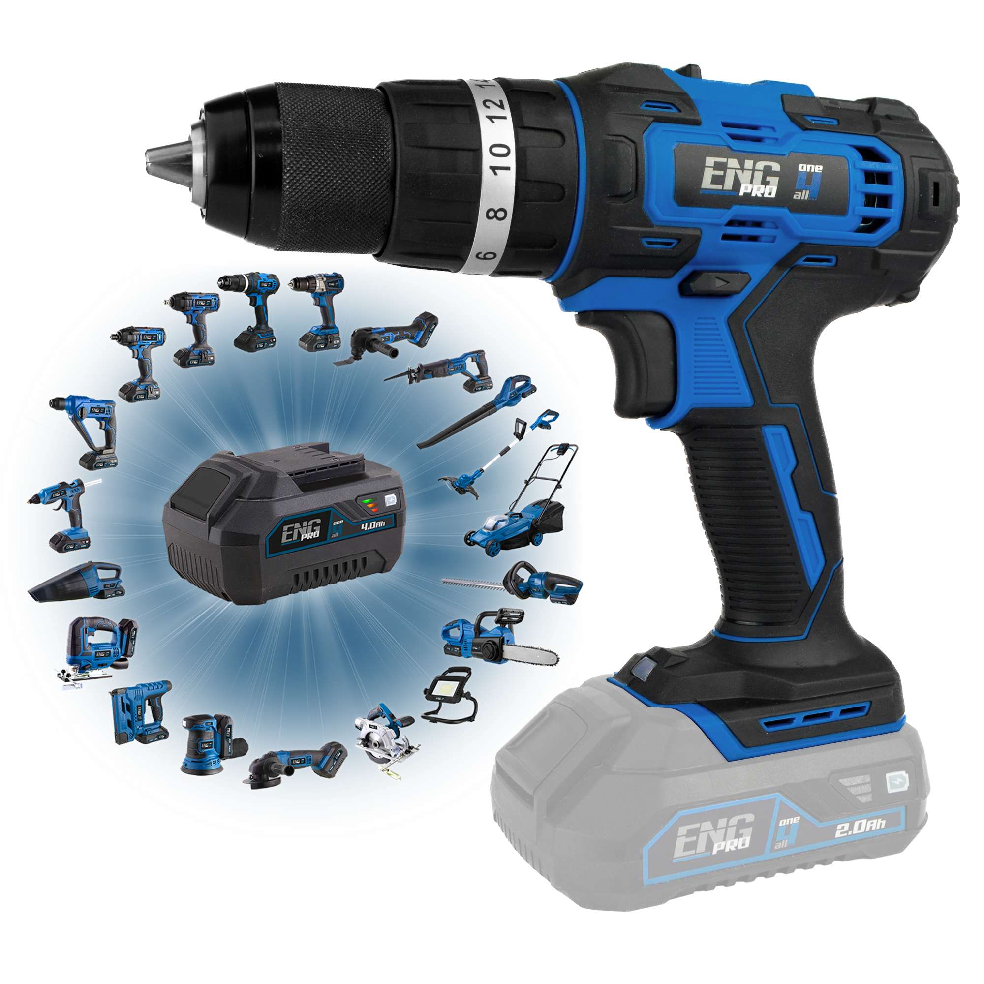 Cordless drill with impact professional 40 Nm ONE4ALL - ENG PRO 1B20-AP40