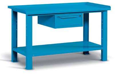 WORKSHOP WORKBENCH STEEL TOP 1507 x 705 x 855 H - CABINET 1 DRAWER 1 DOOR - FAMI - BLUE