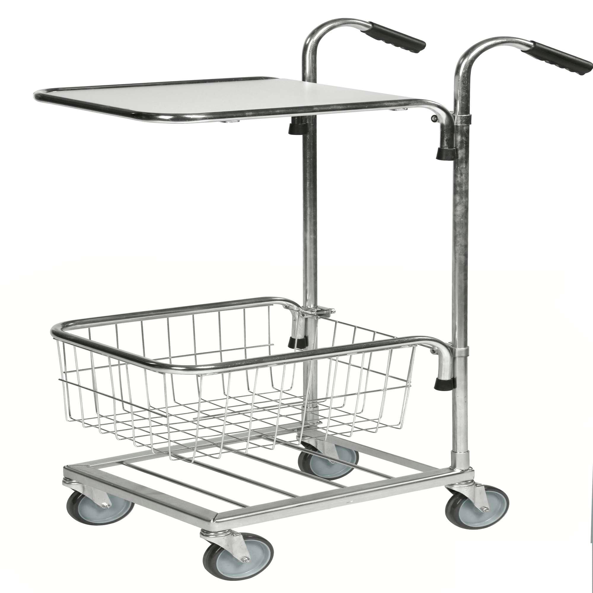 Electro galvanised / White Mini trolley with Shelf adjustable 660x385x1090