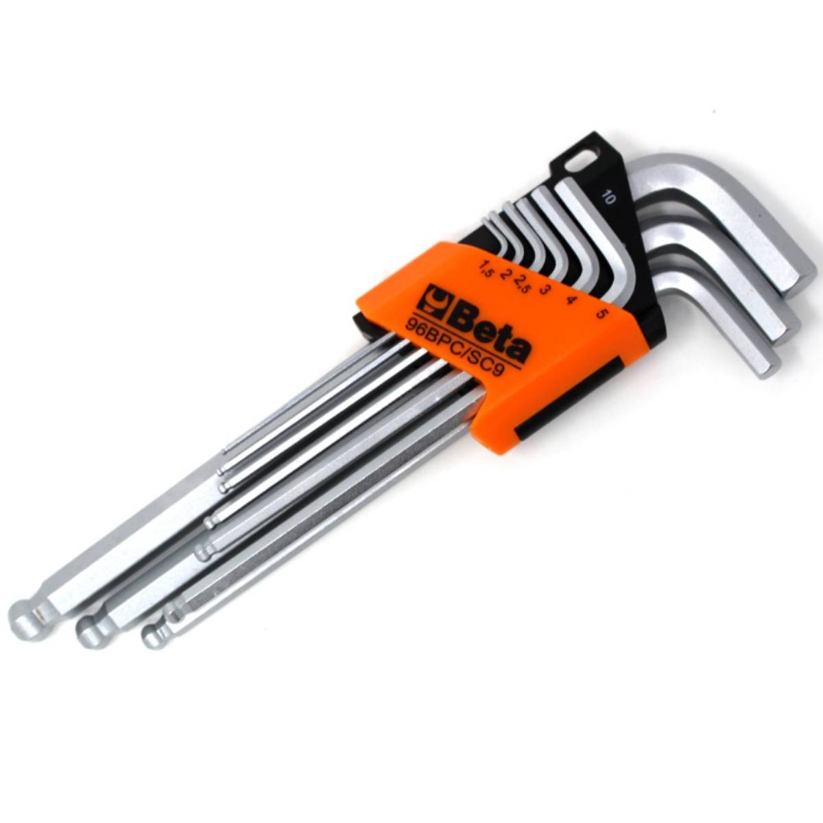 Set of 9 ball head offset hexagon key wrenches from1,5mm to 10mm - Beta