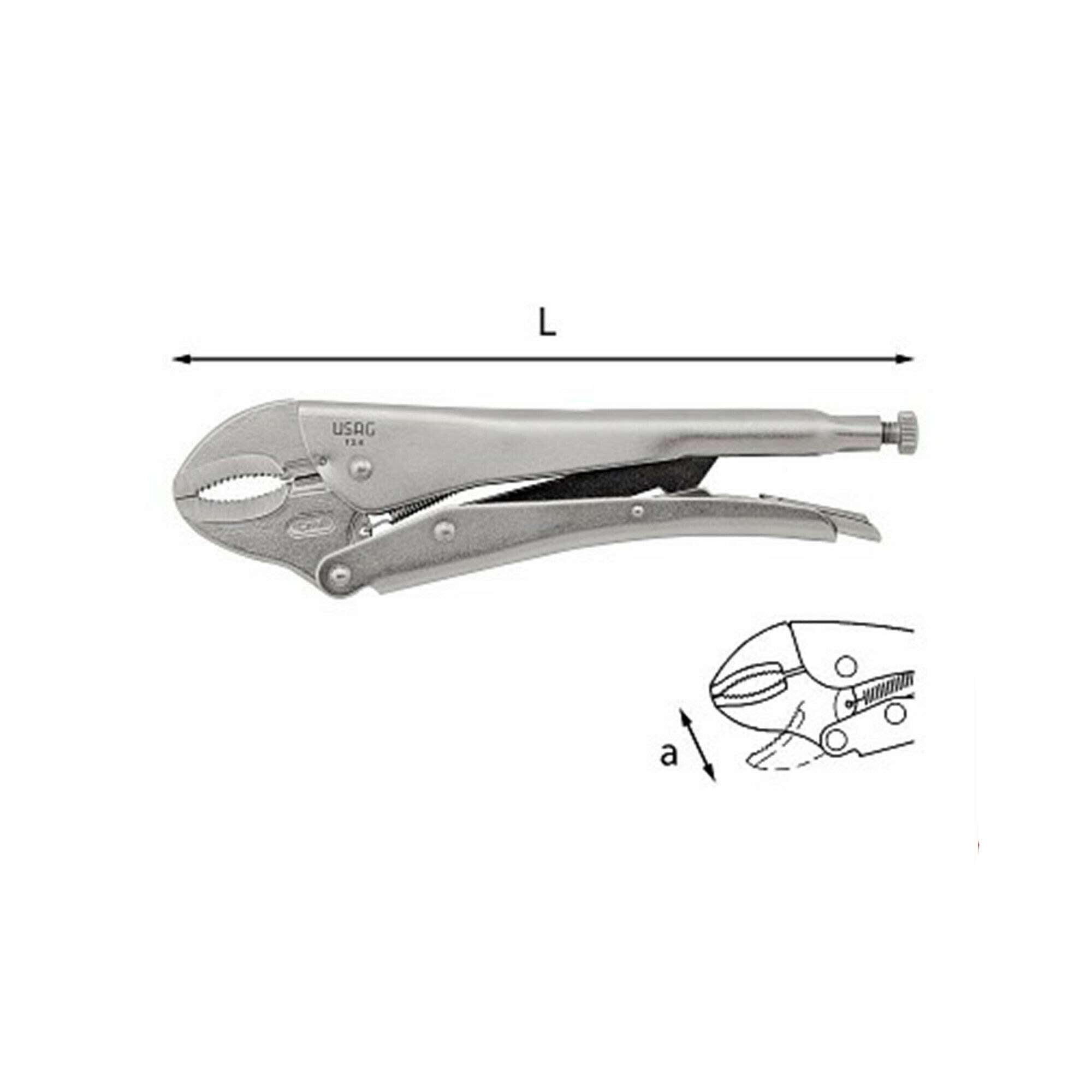 42mm Lock- grip pliers with concave jaws L. 250mm - Usag 134