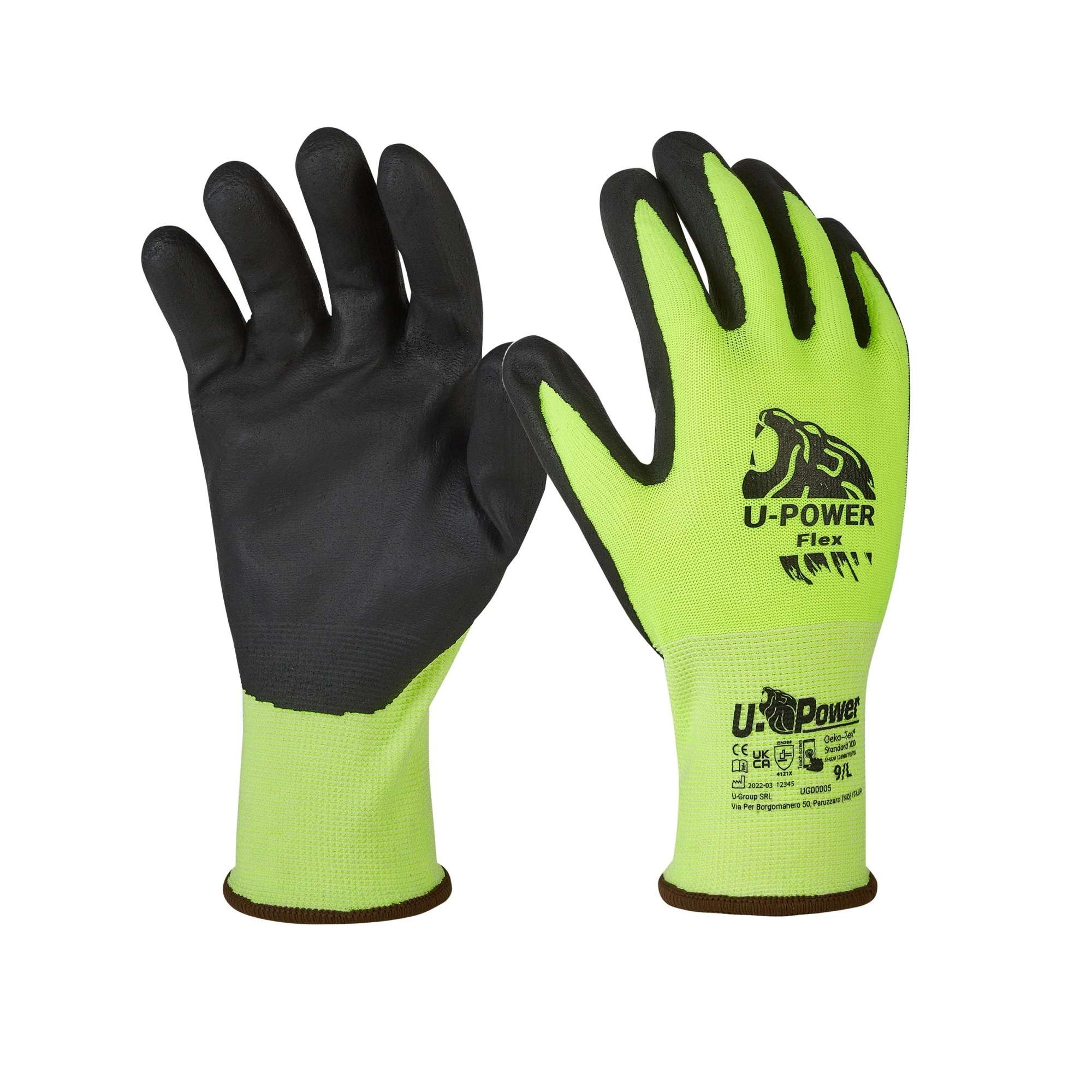 Gloves FLEX Fluorescent green/black - U-POWER UG00005