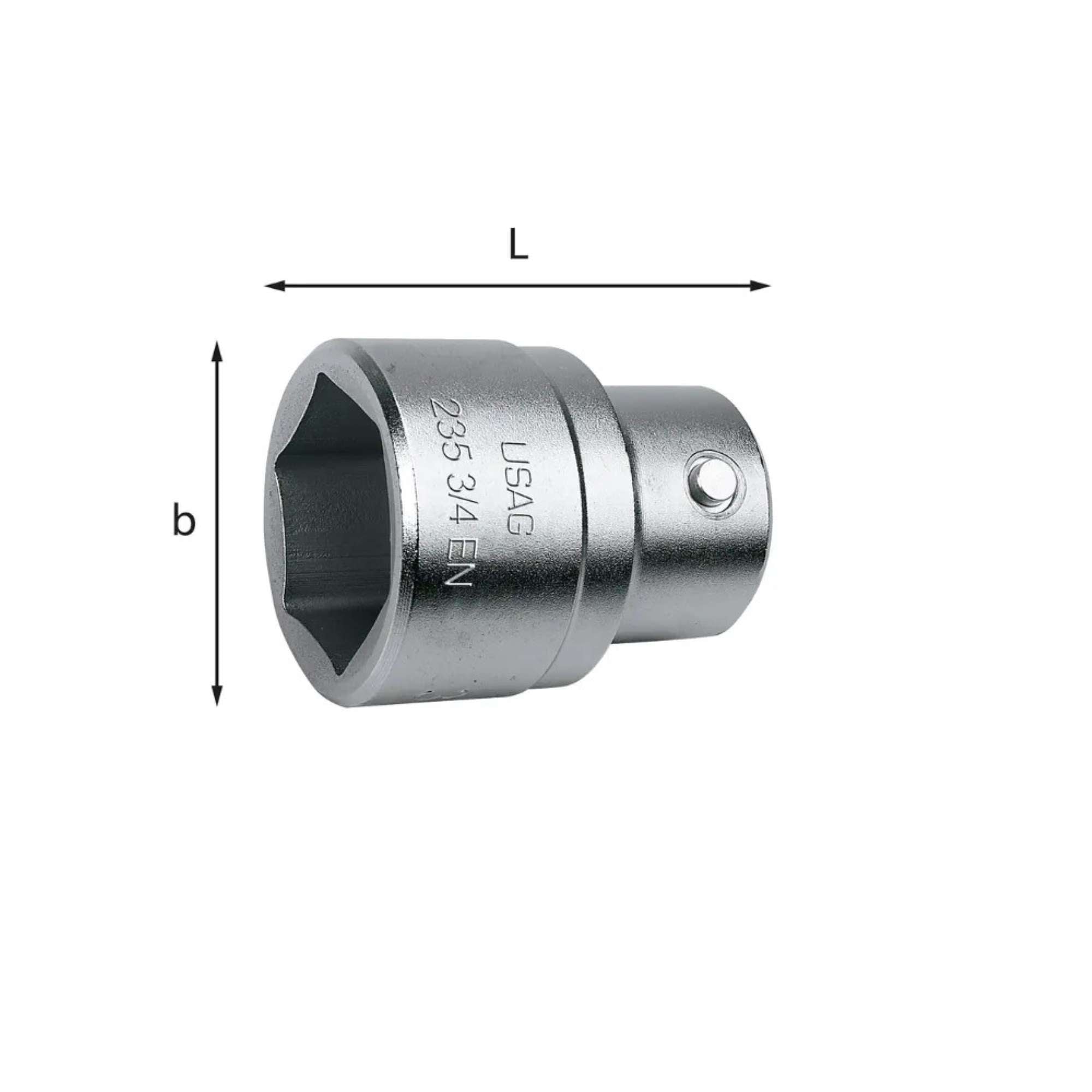 Socket wrenches with hexagonal mouth steel - 235 3/4 EN Usag