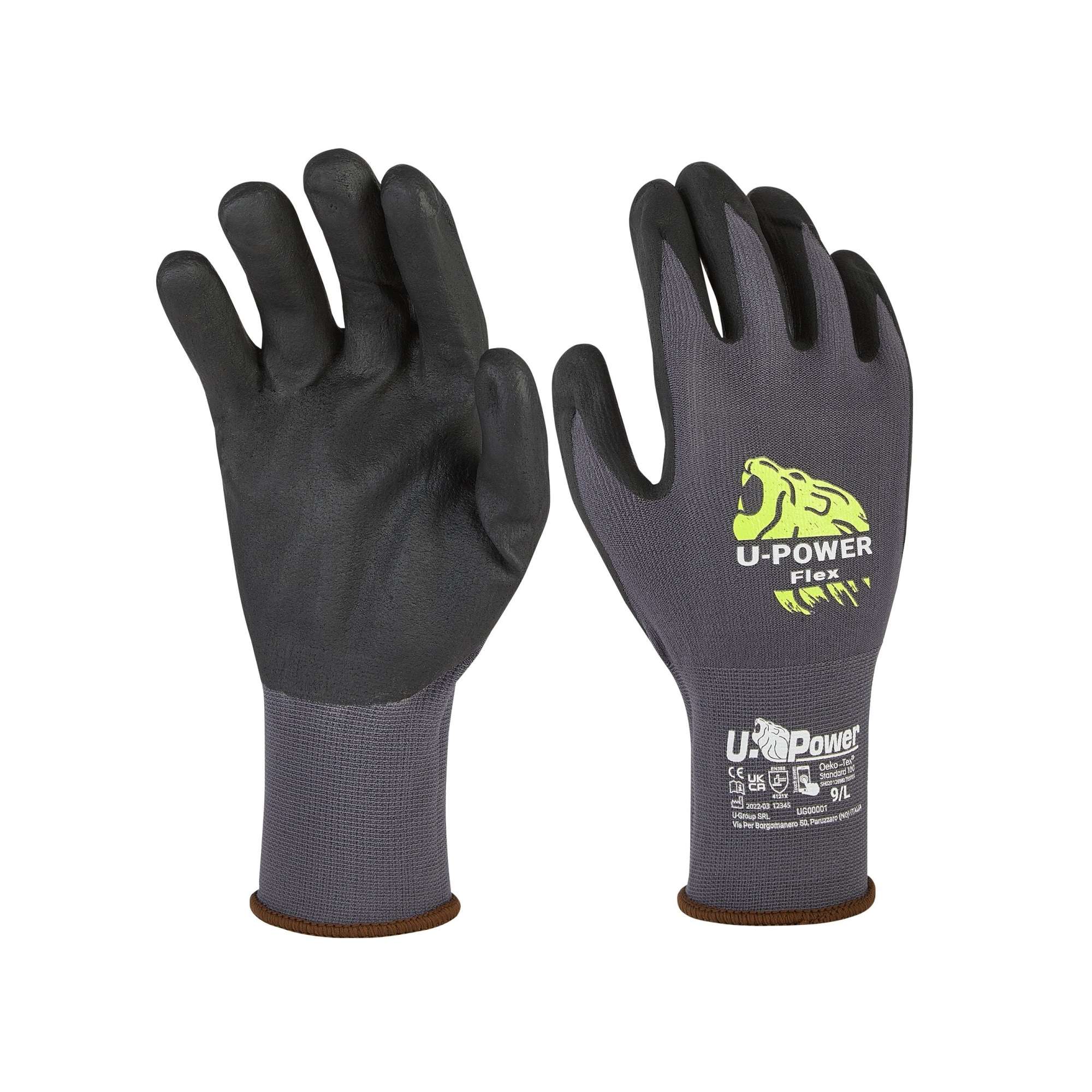 Gloves FLEX Black/grey - U-POWER UG00001