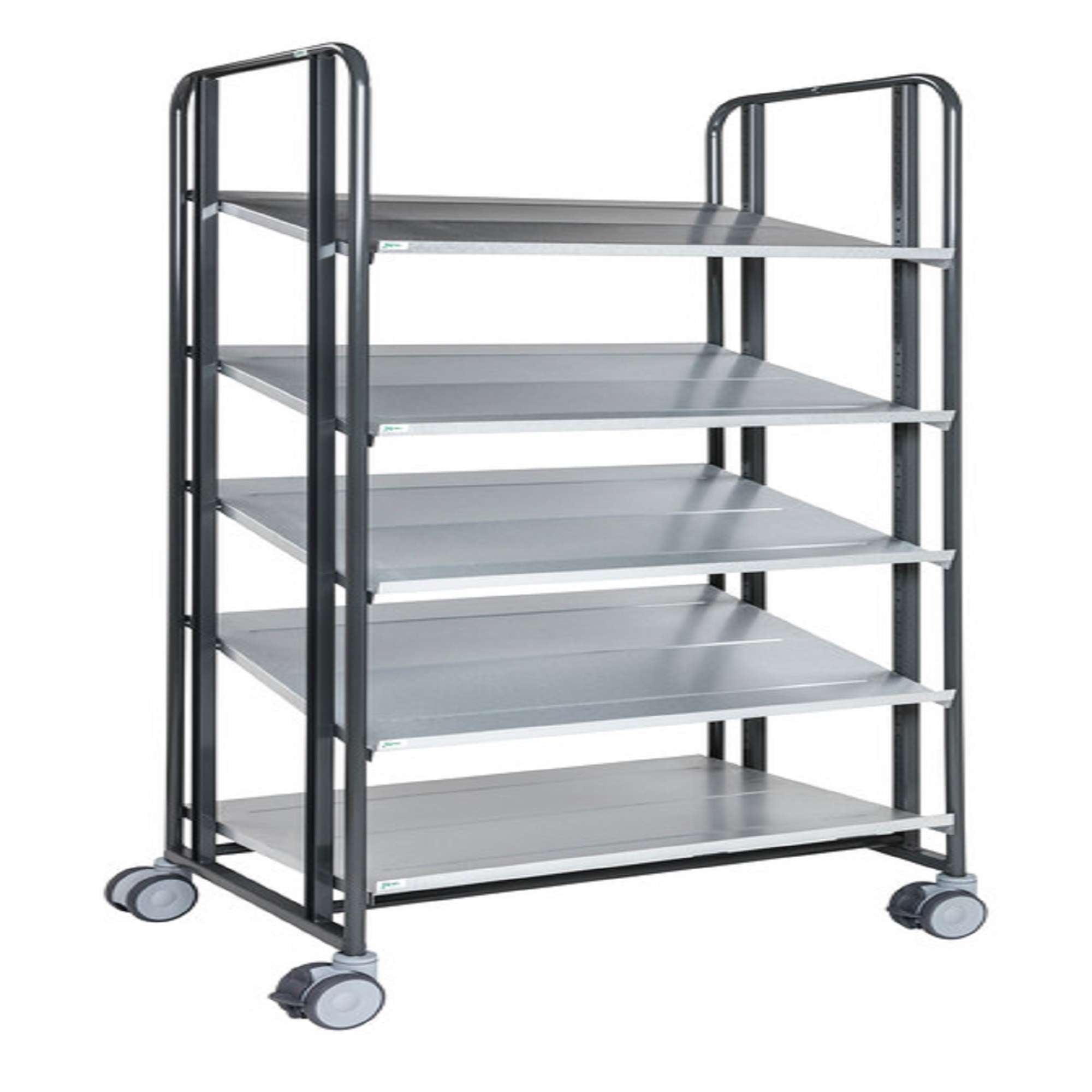 Dark Grey Trolley with brake, 5 Adjustable shelves L x W x H (mm) 877x638x1850