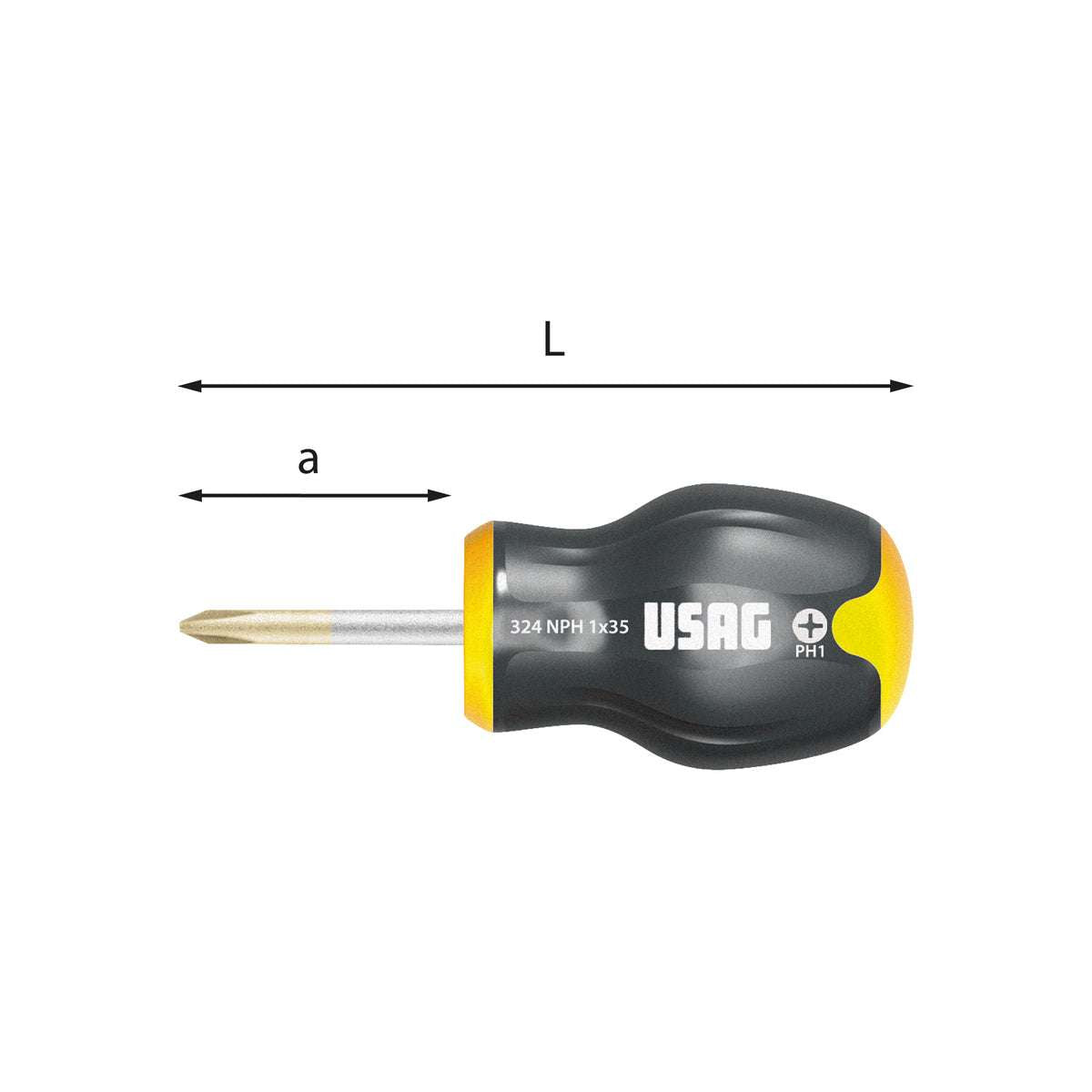 Screwdriver for slotted screws 0.8x4x35 L.91mm handle size M0 - Usag 324N