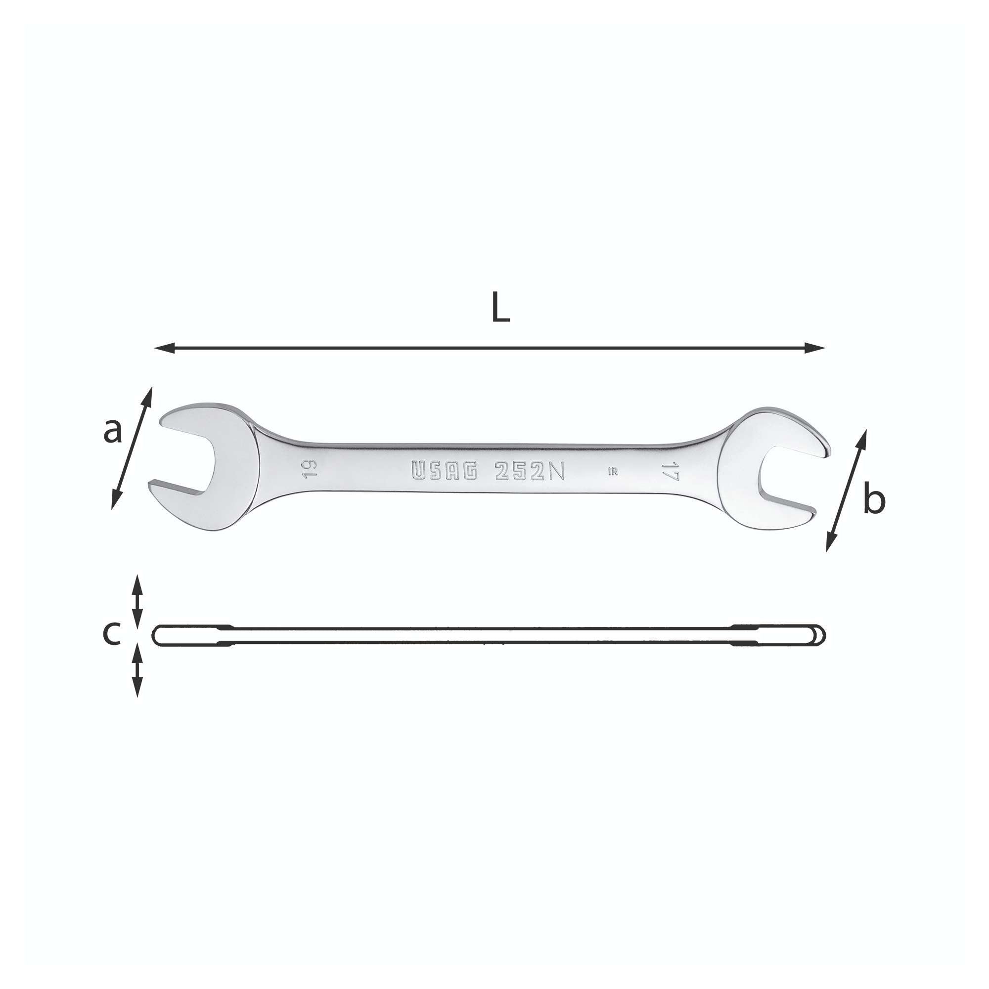 36x41mm Double ended open jaw wrenches L. 381mm - Usag 252 N