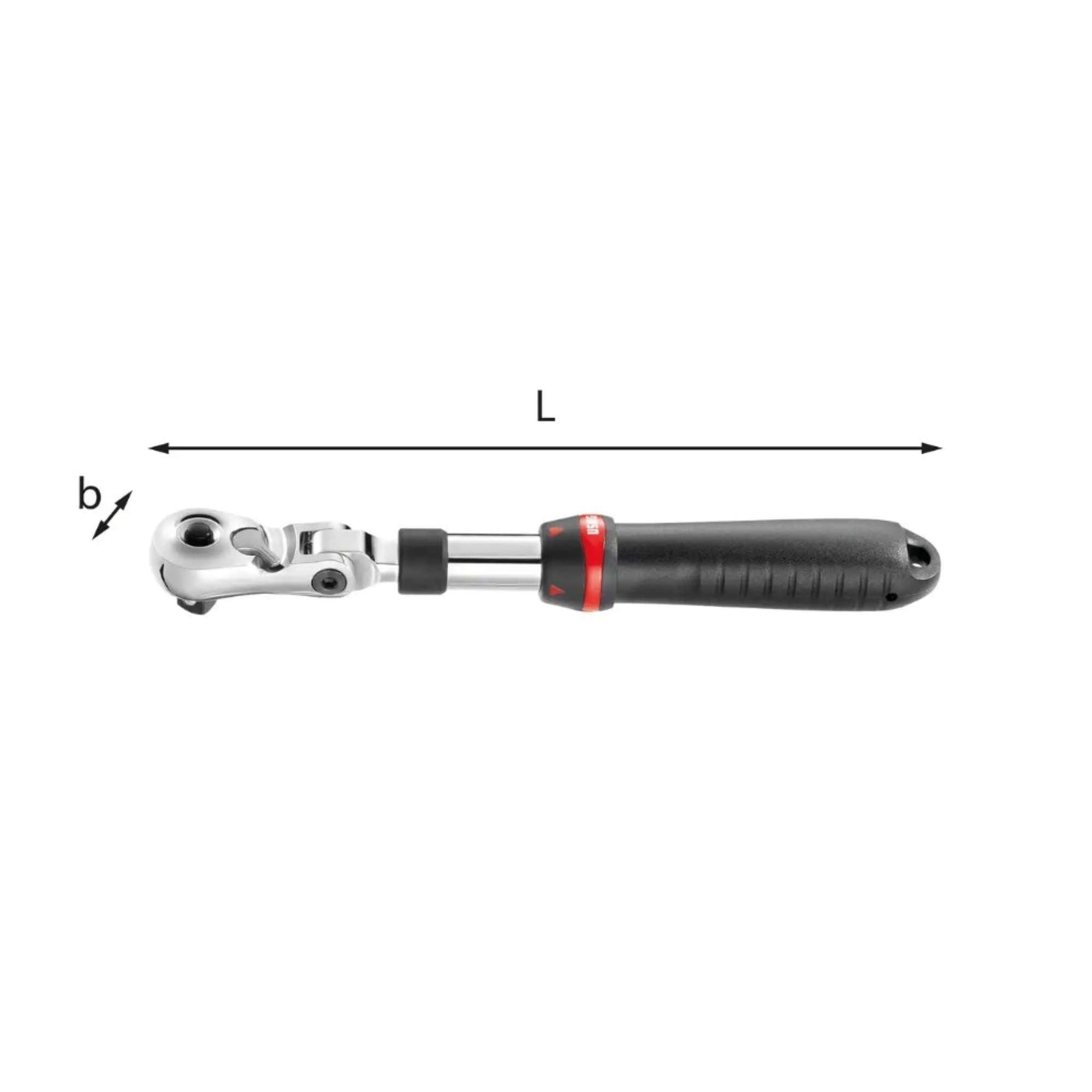 Telescopic ratchet with articulated head L.min 304 L.max 437mm - 237 FB 1/2 Usag