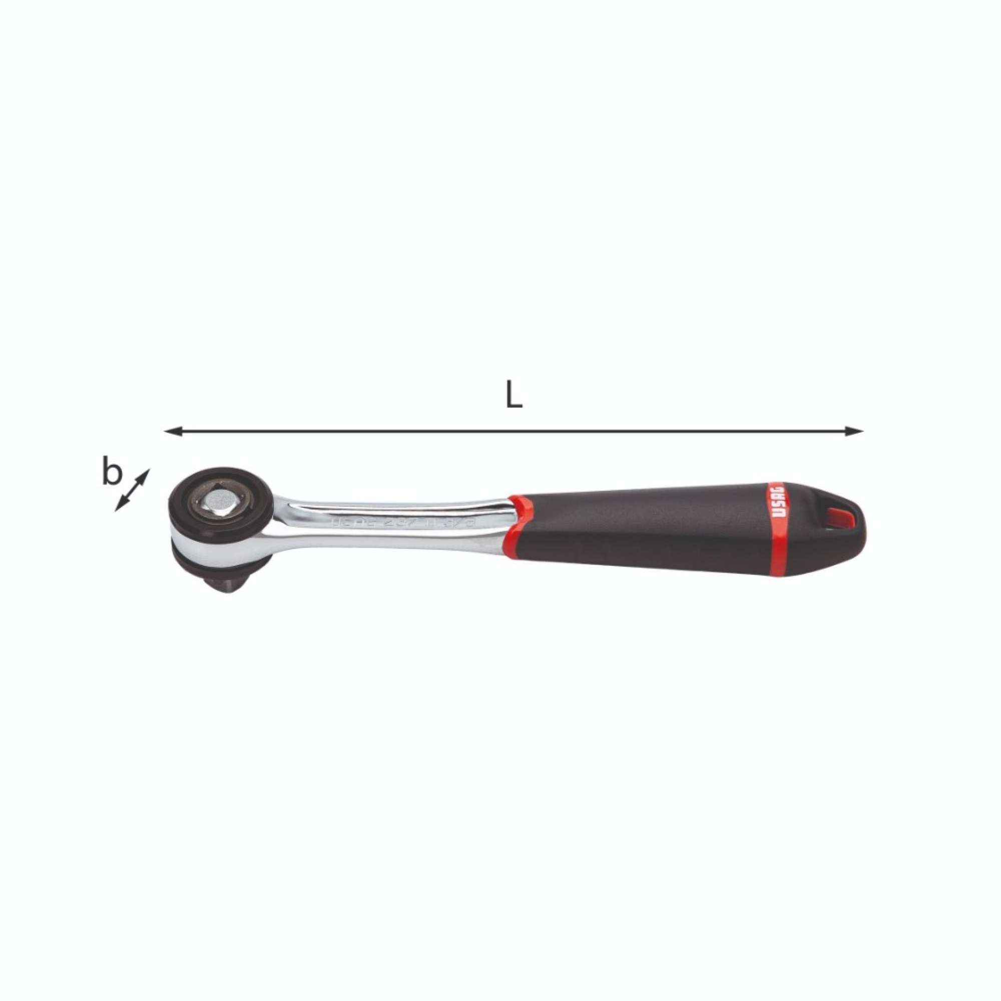 Ratchet with sliding operating square - Usag 237 D 3/8 U02370055