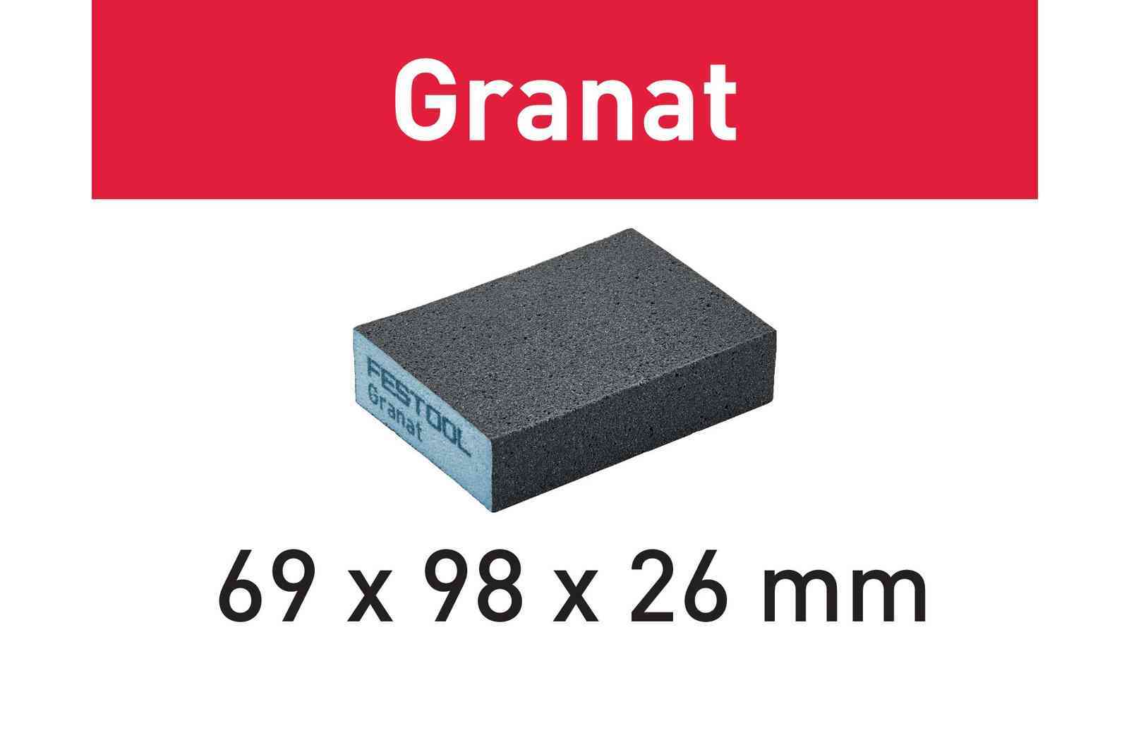 Abrasive sponge 69x98x26 GR. 60/120/220 GRANAT PCS.6 - 201081