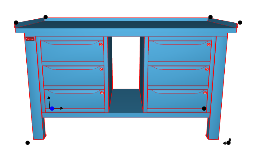 WORKSHOP WORKBENCH STEEL TOP 1507 x 705 x 855 H - 2 CABINETS 3 DRAWERS - FAMI - BLUE