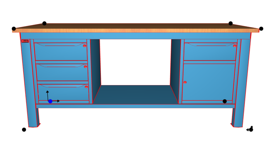 WORKSHOP WORKBENCH WOODEN TOP 2000 X 750 X 880 H - WARDROBE 3 DRAWERS + WARDROBE 1 DRAWER 1 DOOR - FAMI - BLUE