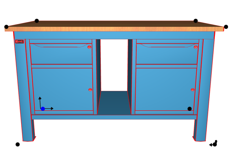 WORKSHOP WORKBENCH WOODEN TOP 1500 X 750 X 880 H - 2 CABINETS 1 DRAWER 1 DOOR - FAMI - BLUE