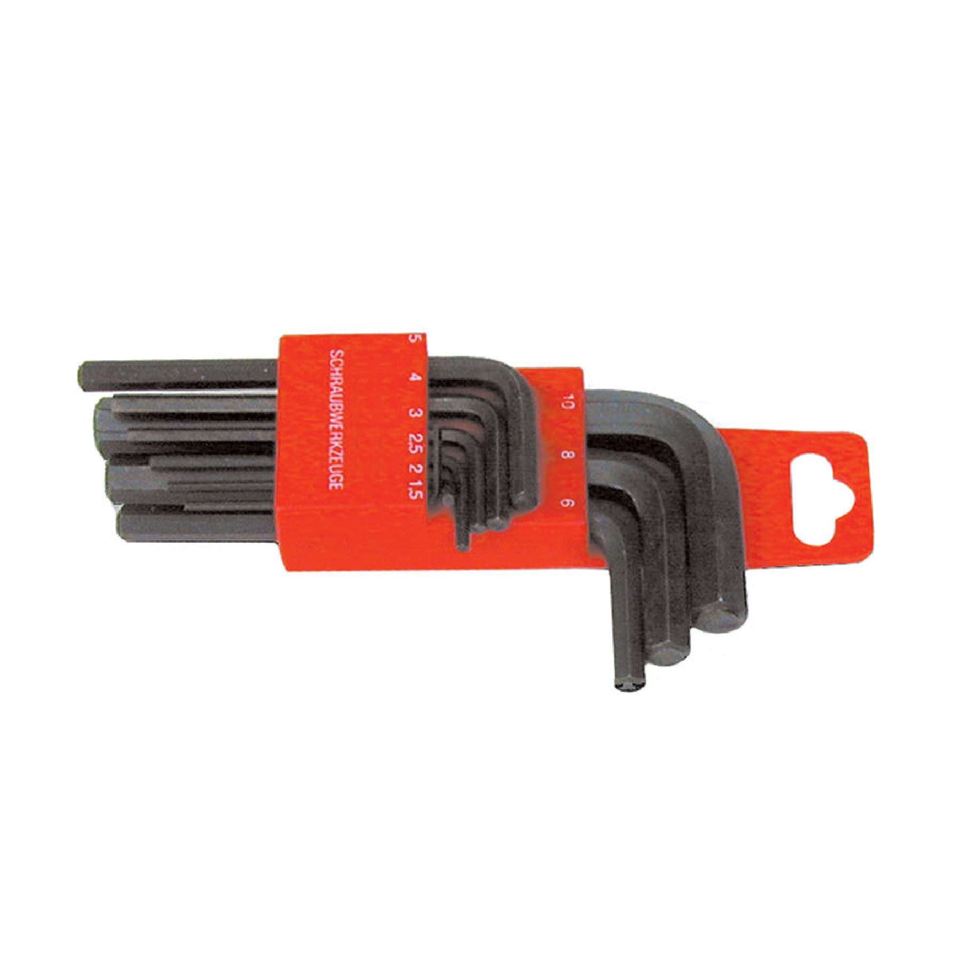 Set of 9 TCCE hex keys burnished 1.5 - 10mm - Fermec 911-110-CLIP