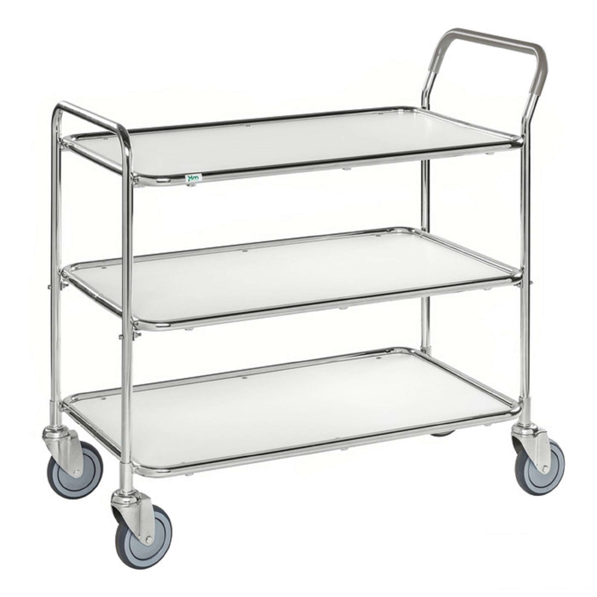 Smaller service Table trolley with 3 shelves, White / Electro galvanised