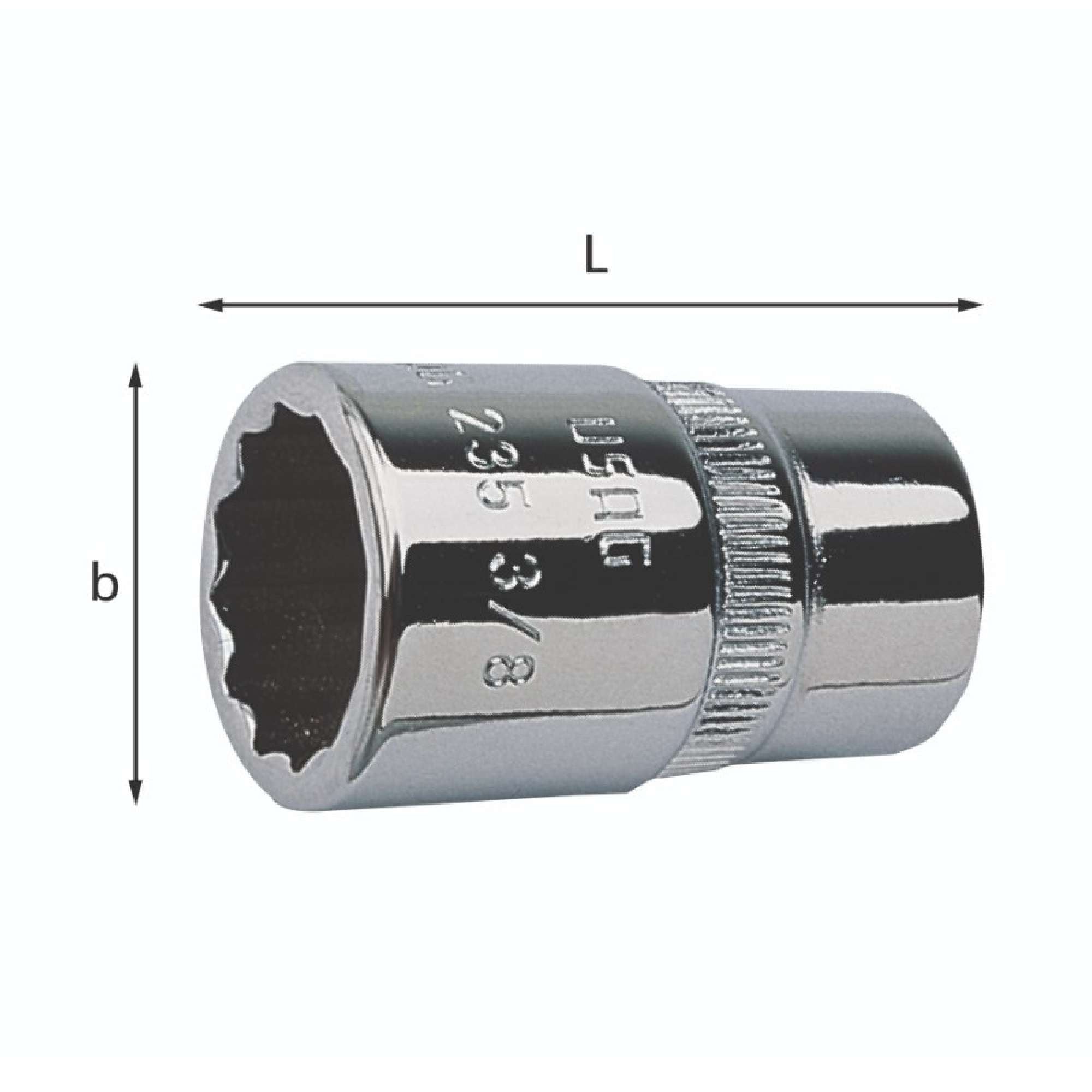 Inch socket wrench with polygonal mouth - Usag 235 3/8 P