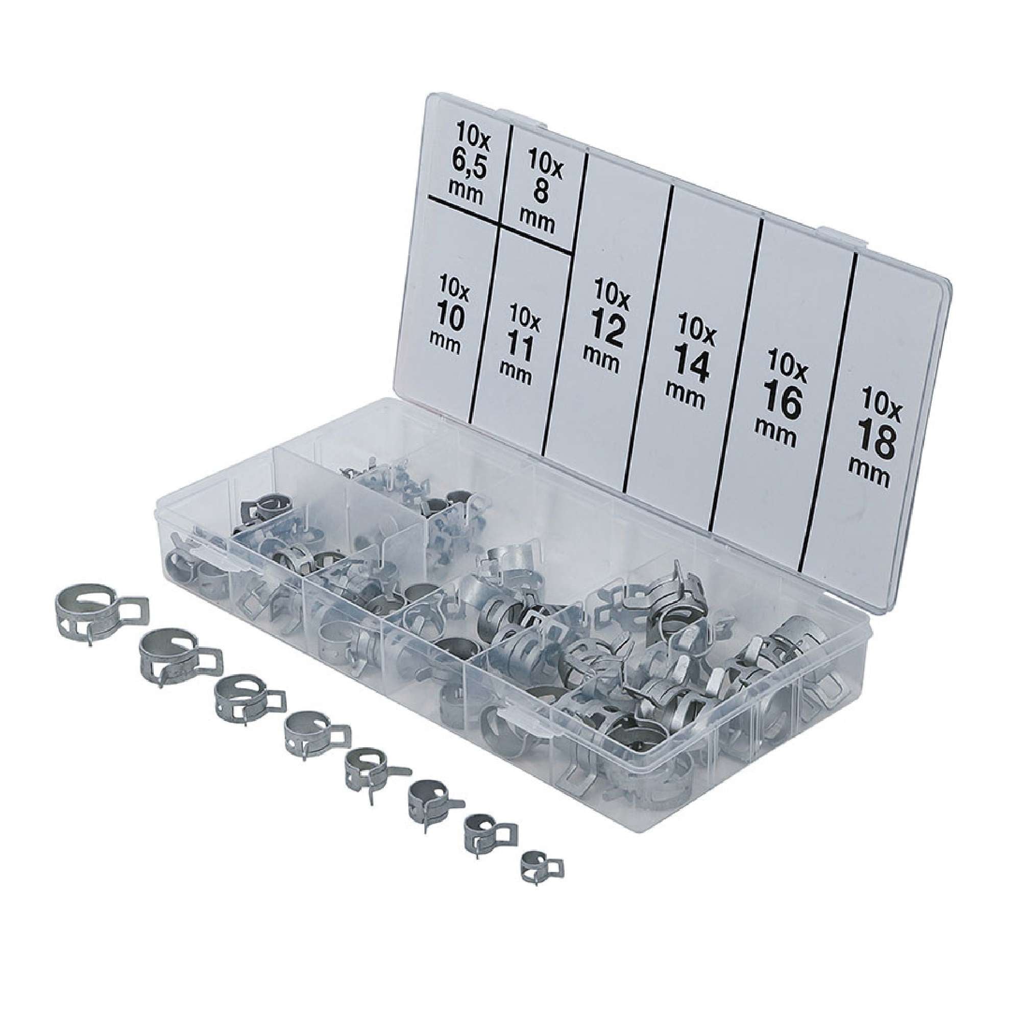 Assortment 80 pieces spring clamps for pipes - Fermec BGS9475