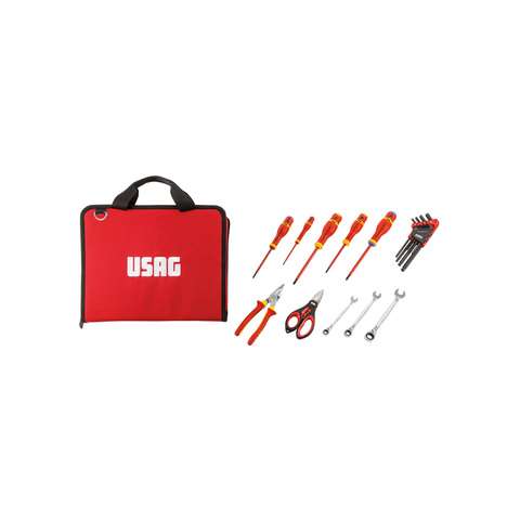 Floading tool bag with assotment for electricians (19 PCS.) - Usag 007 FBE