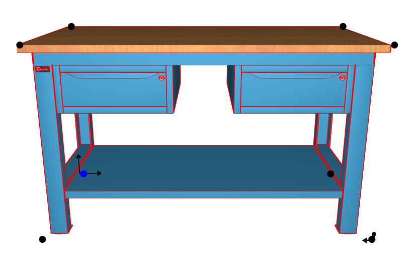 WORKSHOP WORKBENCH WOODEN TOP 1500 X 750 X 880 H - 2 CABINETS 1 DRAWER - FAMI - BLUE