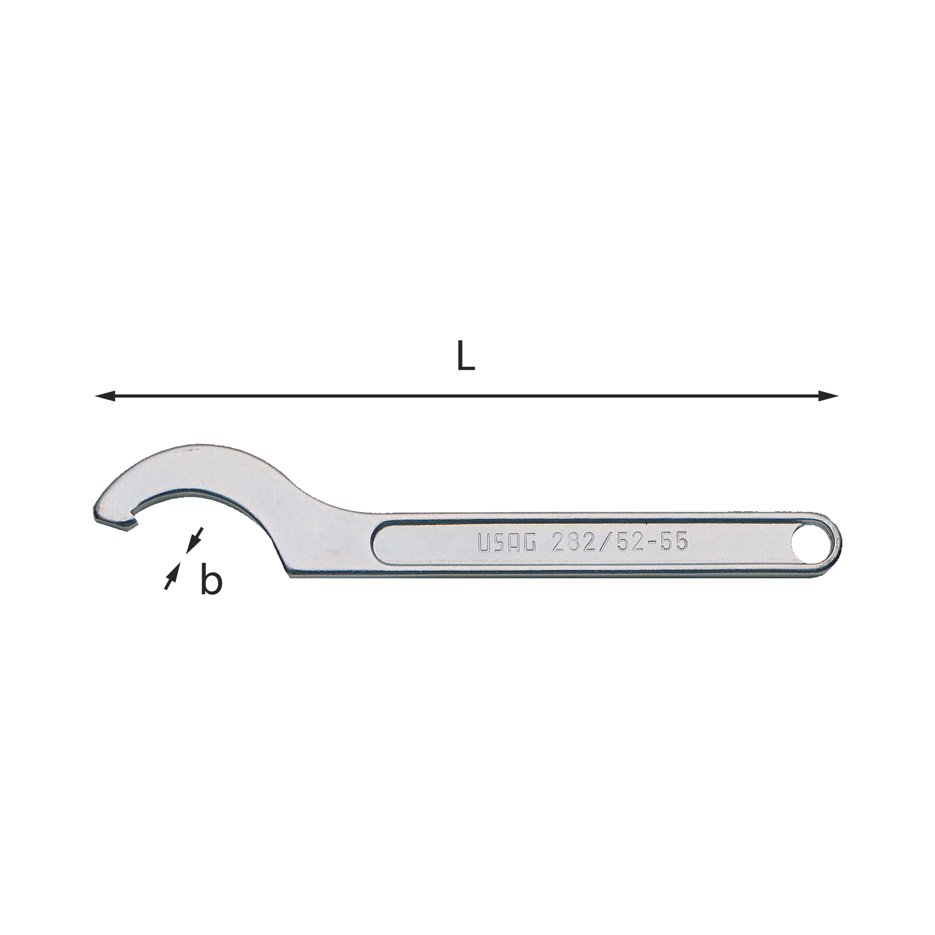 Sector wrench with square nosepiece, for crown rings - Usag 282