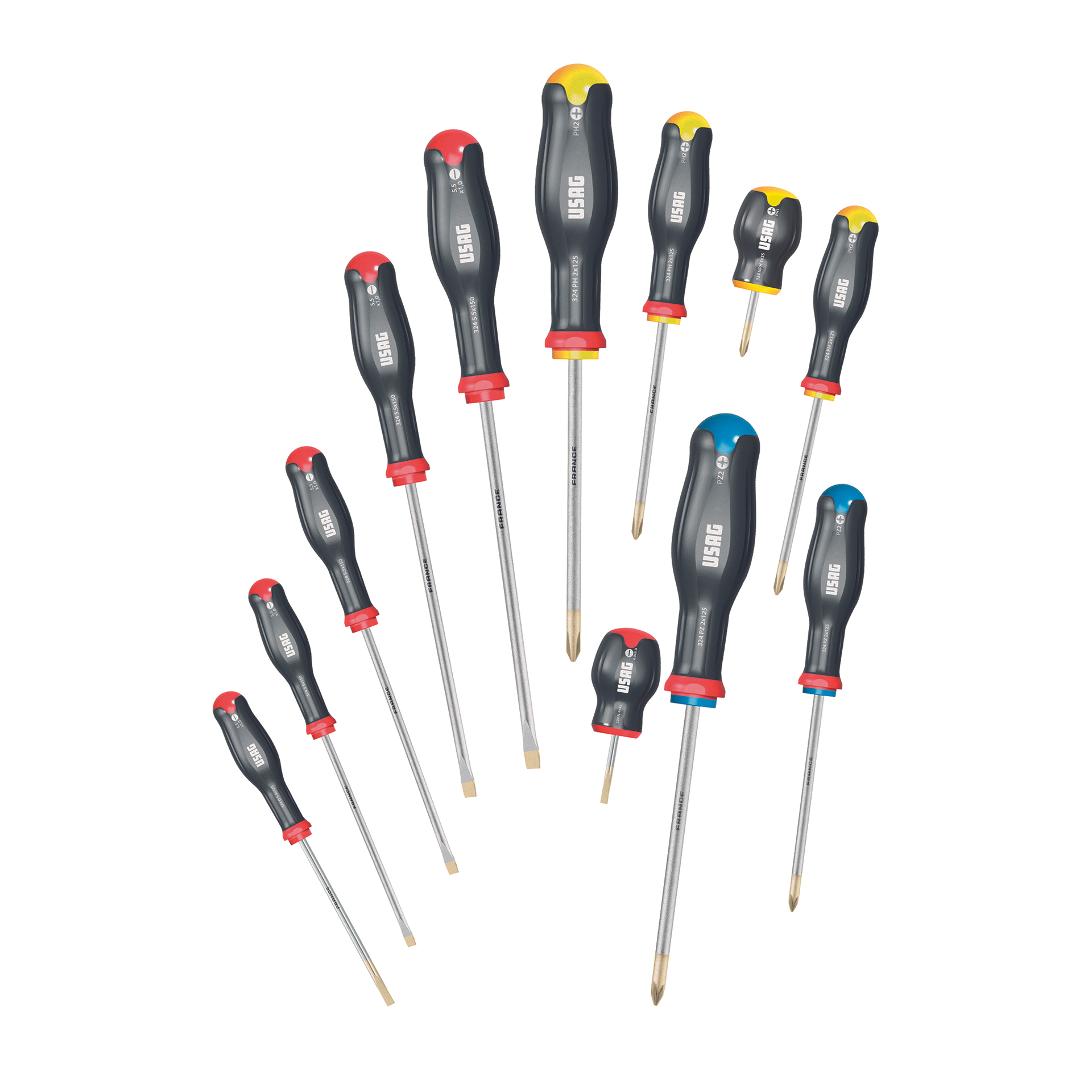 Series 12 Screwdrivers for slotted, Phillips and Pozidriv and Supadriv screws USAG 324 SH12