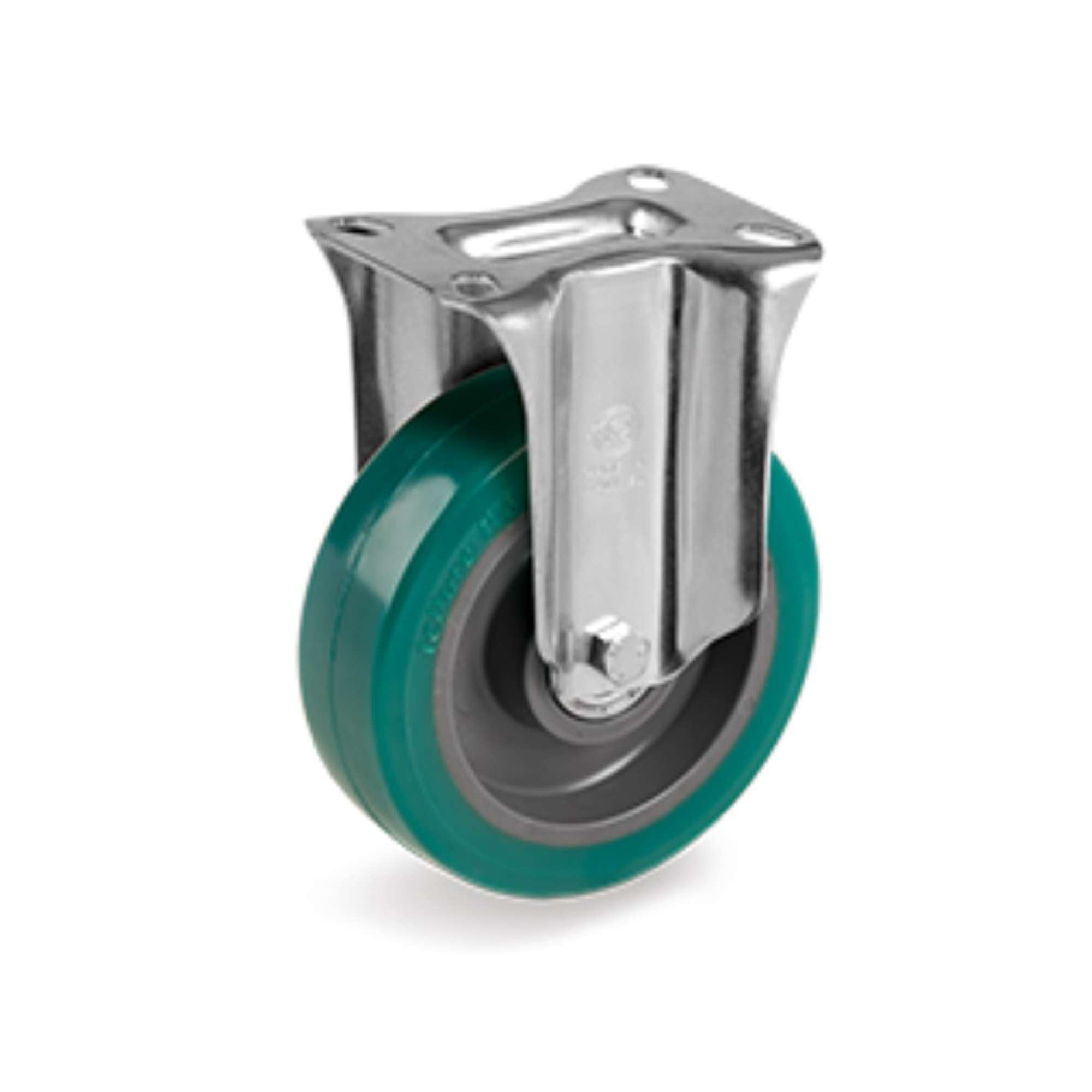 Green polyurethane wheel with fixed support D.125 - Tellure Rota 626223