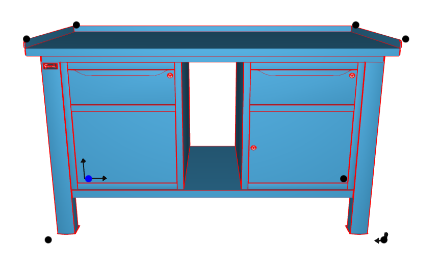 WORKSHOP WORKBENCH STEEL TOP 1507 x 705 x 855 H - 2 CABINETS 1 DRAWER 1 DOOR - FAMI - BLUE