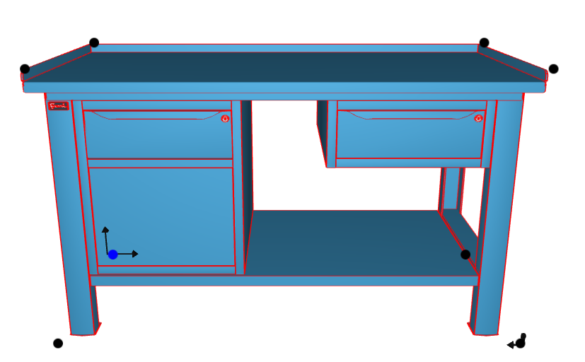 WORKSHOP WORKBENCH STEEL TOP 1507 x 705 x 855 H - WARDROBE 1 DRAWER 1 DOOR + WARDROBE 1 DRAWER - FAMI - BLUE