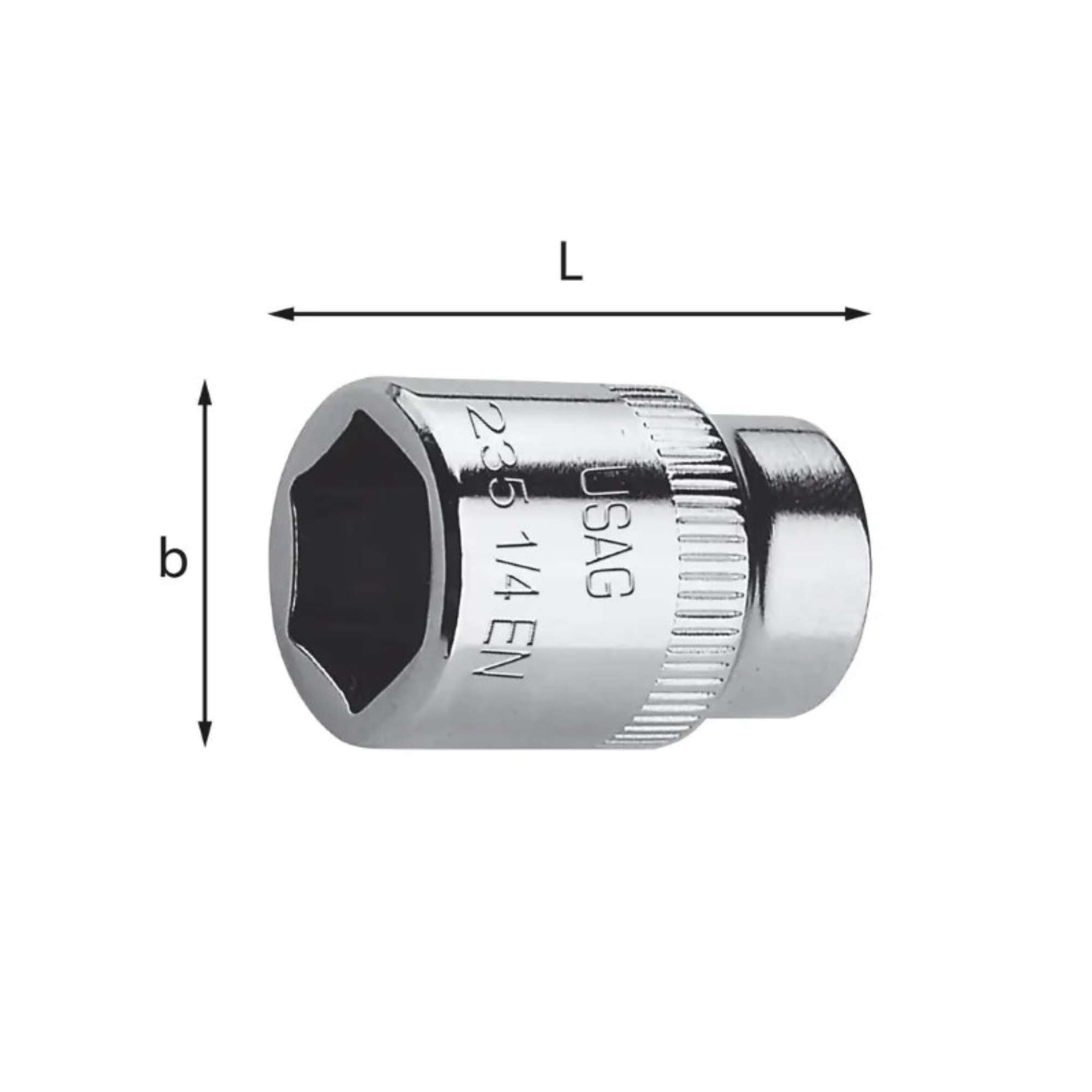 Socket wrench with hexagonal mouth - 235 1/4 EN Usag