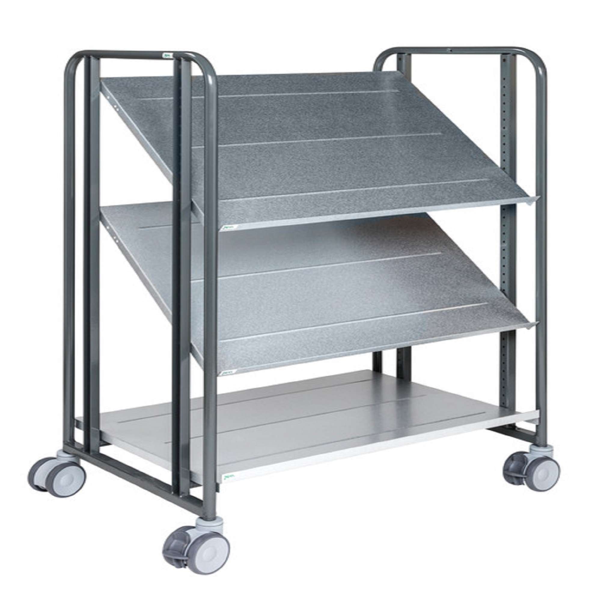 Dark Grey Trolley with brake, 3 Adjustable shelves L x W x H (mm) 877x638x300