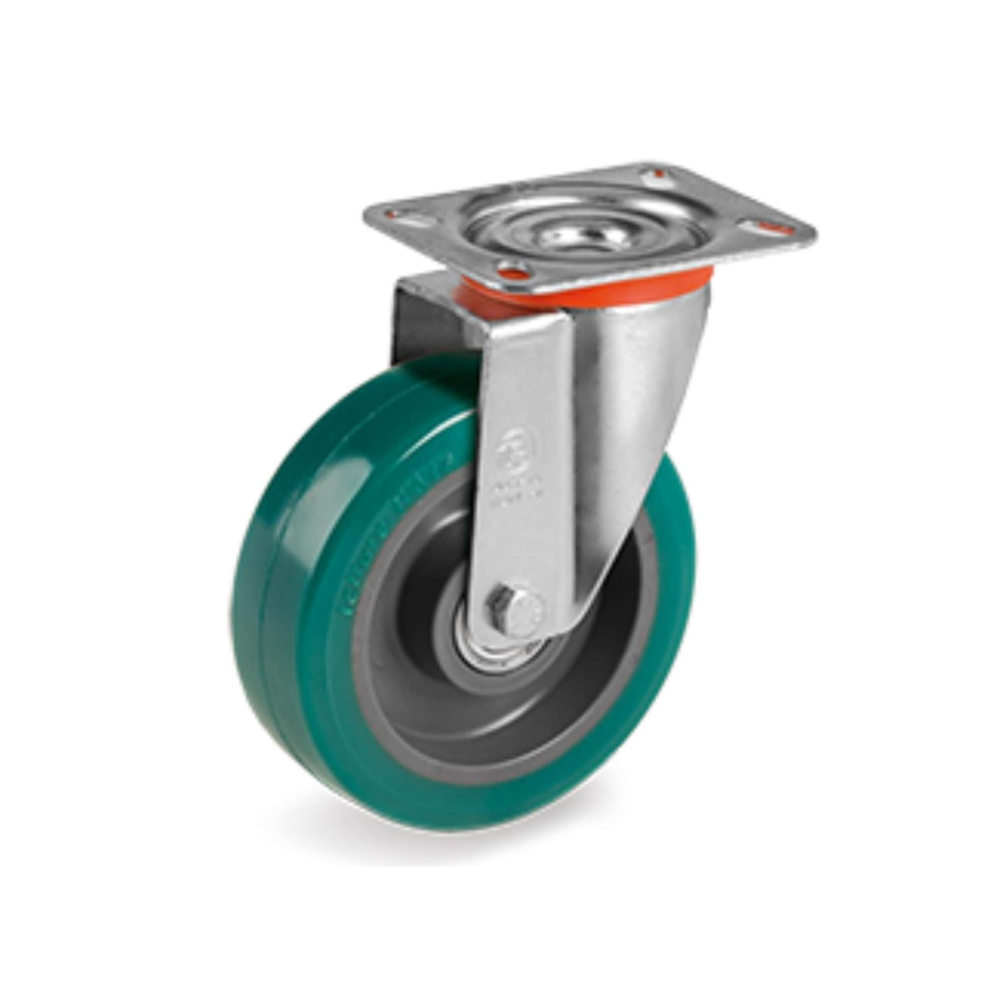 Green polyurethane wheel with swivel mount D.125 - Tellure Rota 624423