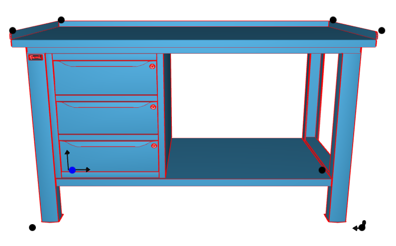 WORKSHOP WORKBENCH STEEL TOP 1507 x 705 x 855 H - CABINET 3 DRAWERS - FAMI - BLUE