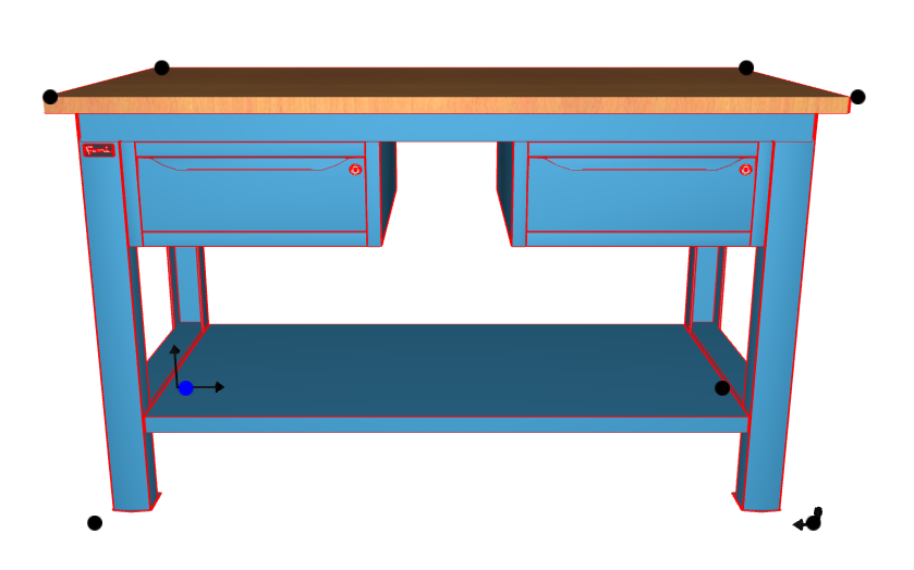 WORKSHOP WORKBENCH WOODEN TOP 2000 X 750 X 880 H - 2 CABINETS 1 DRAWER - FAMI - BLUE