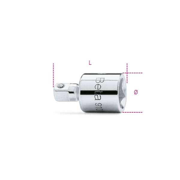 Adaptor, Female 3/8" and male 1/4" square fitting, L.30mm chrome plated - Beta