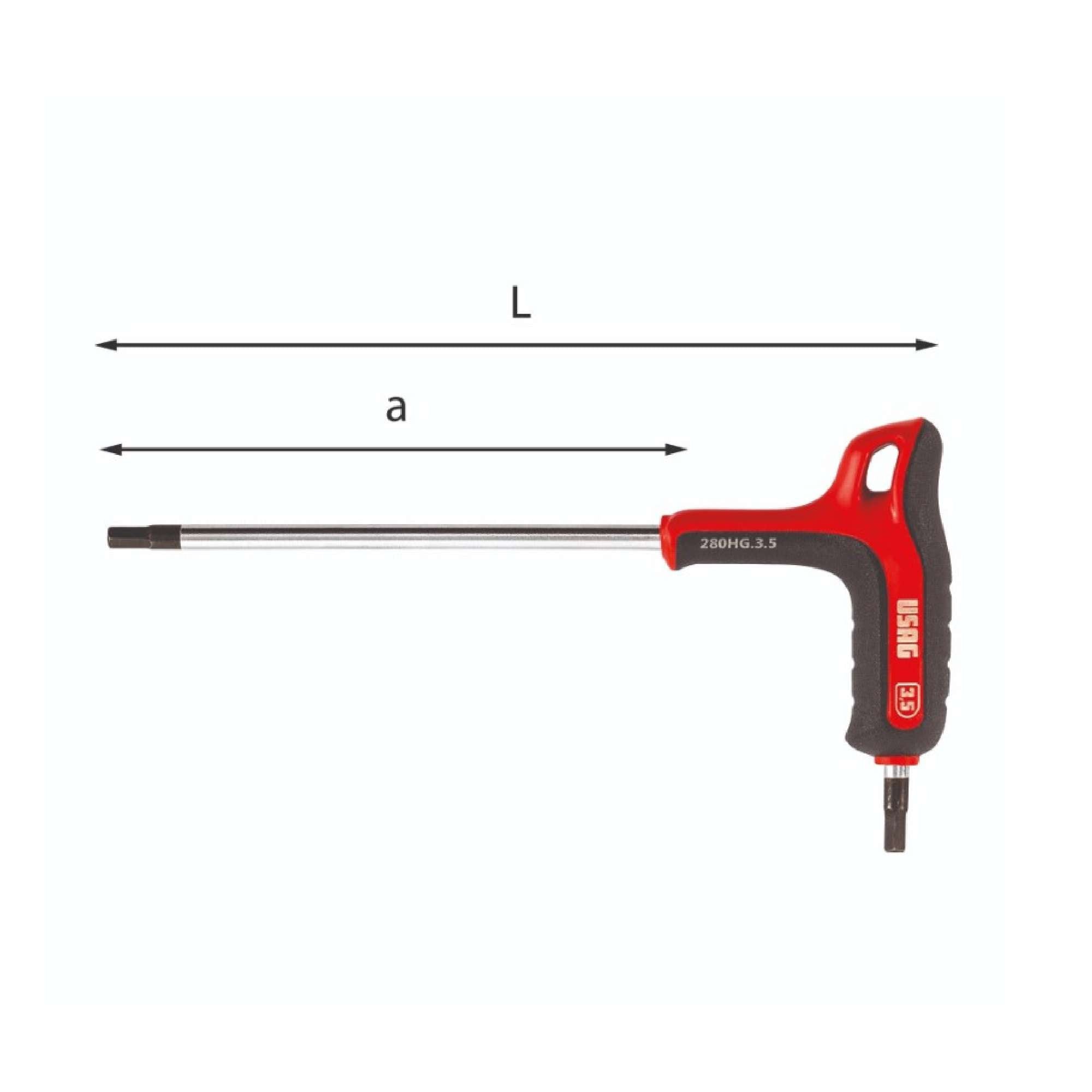 Male hex wrench with bimaterial handle - Usag 280 HG