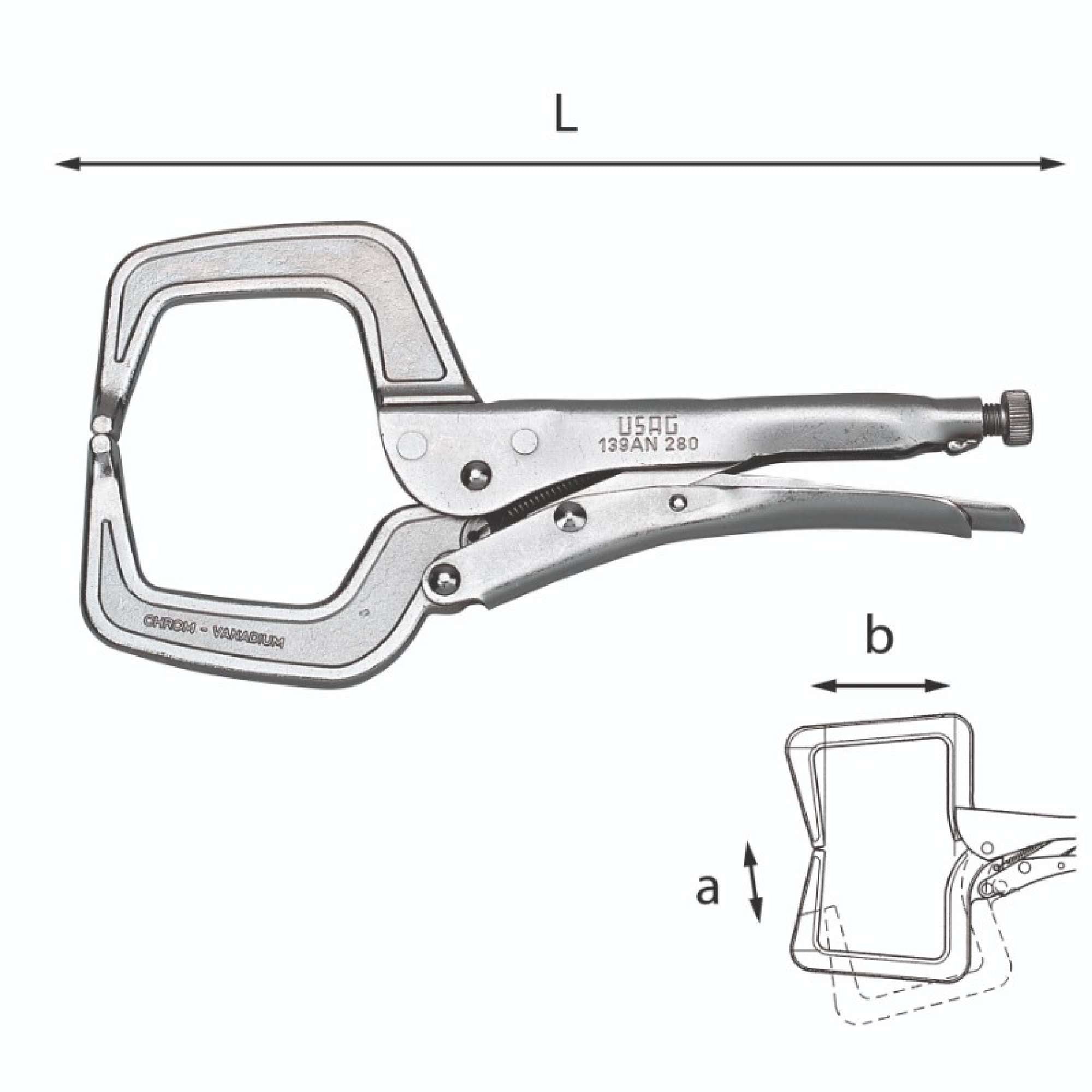 Self-locking adjustable pliers with gooseneck gansce 280mm - Usag 139 AN U01390004