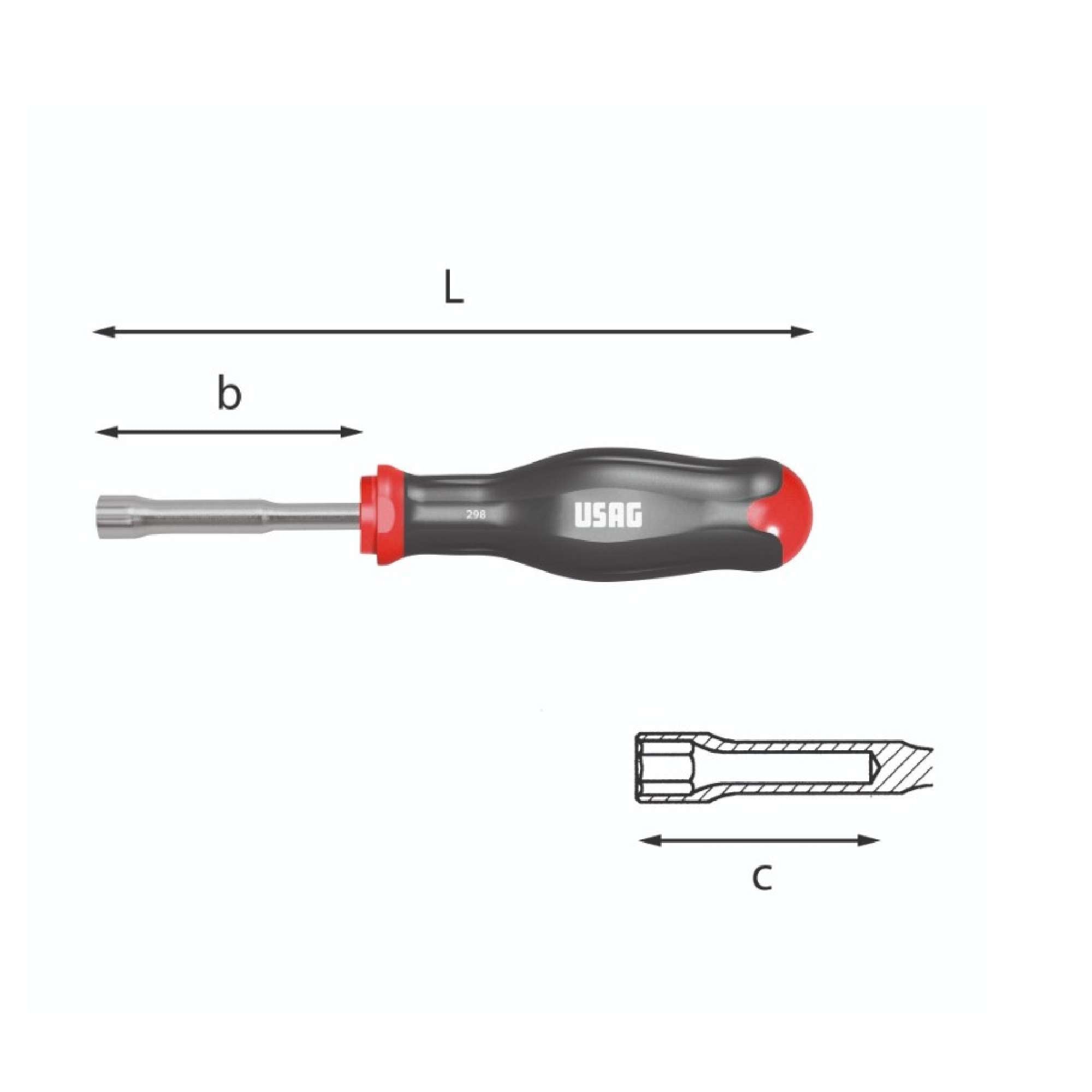 Hexagonal socket wrench with handle 10mm - Usag 298 U02980258