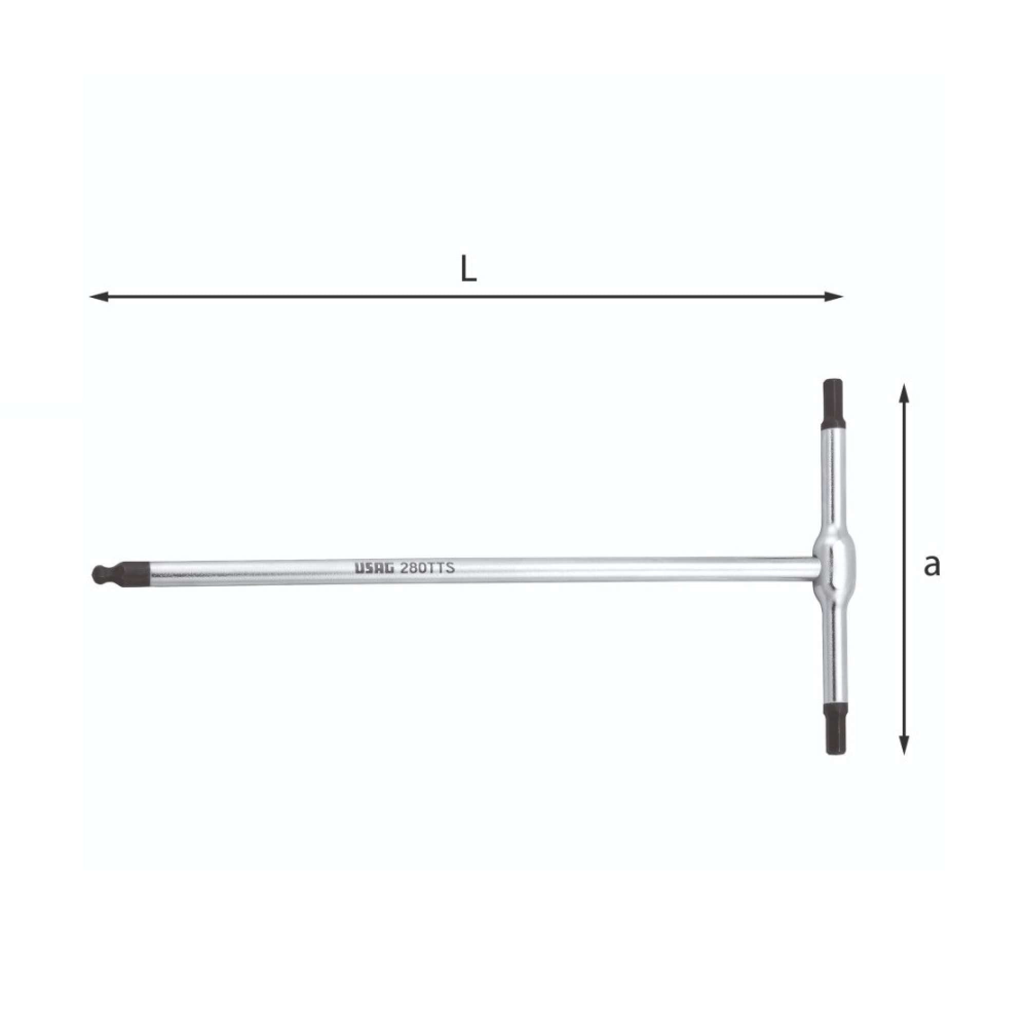 Hexagonal male T wrench with spherical head - Usag 280 TTS