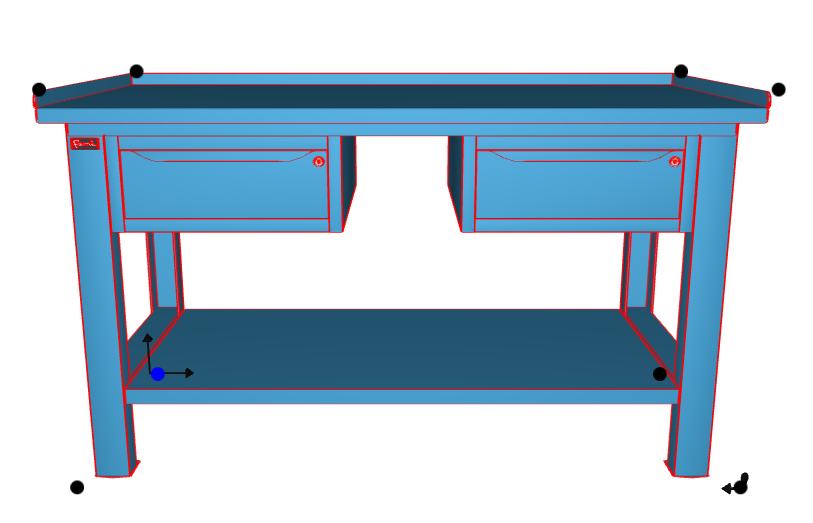 WORKSHOP WORKBENCH STEEL TOP 1507 x 705 x 855 H - 2 CABINETS 1 DRAWER - FAMI - BLUE