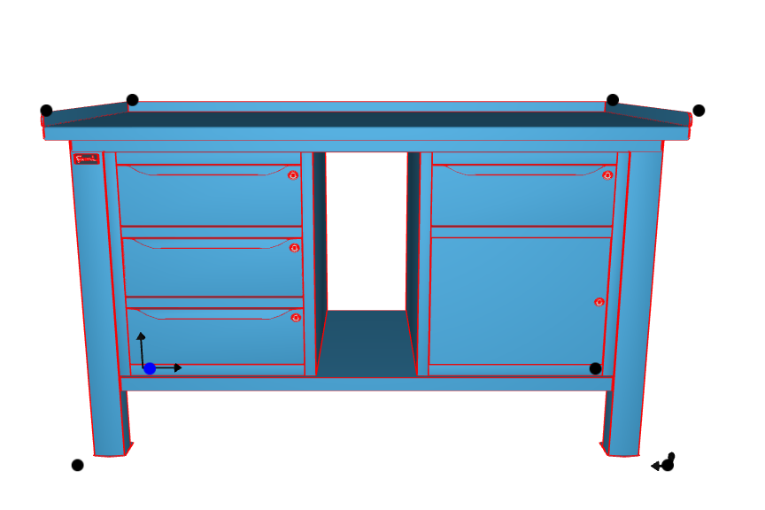 WORKSHOP WORKBENCH STEEL TOP 1507 x 705 x 855 H - WARDROBE 3 DRAWERS + WARDROBE 1 DRAWER 1 DOOR - FAMI - BLUE