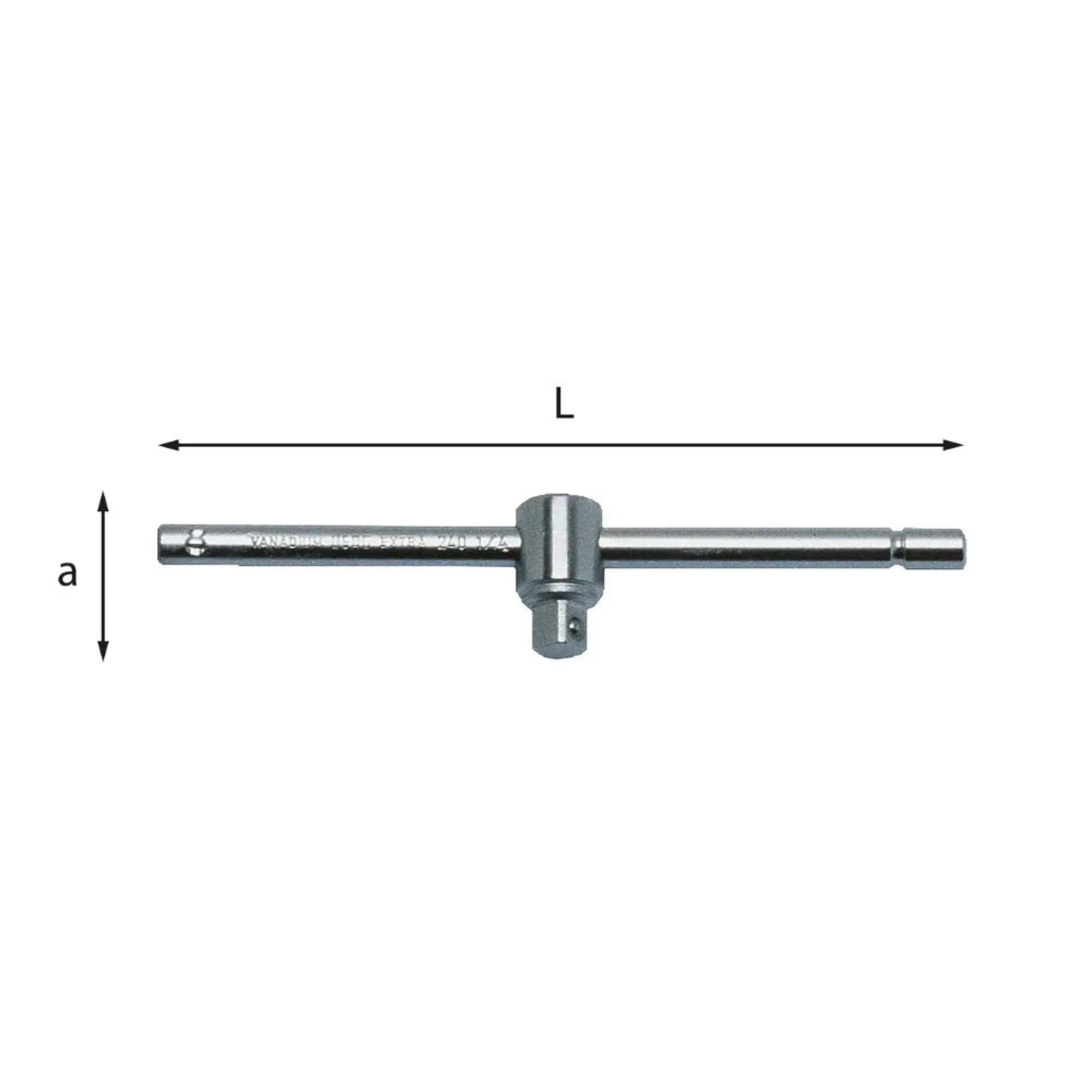 T-lever with sliding square fitting in chrome steel L.425mm - 240 3/4 N Usag