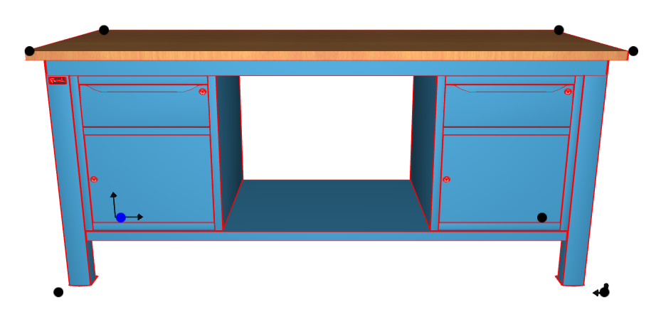 WORKSHOP WORKBENCH WOODEN TOP 2000 X 750 X 880 H - 2 CABINETS 1 DRAWER 1 DOOR - FAMI - BLUE